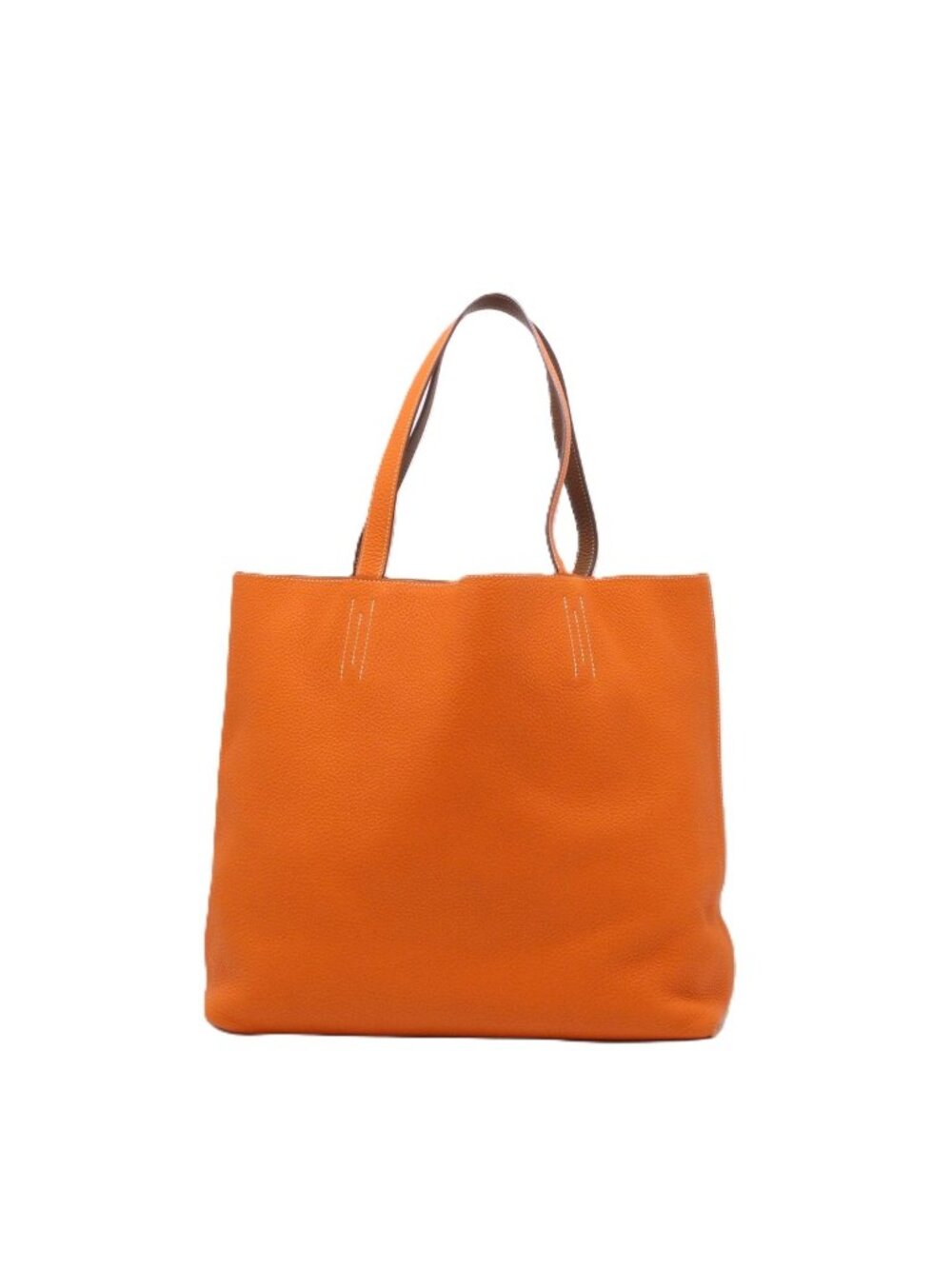 Hermes Double Sens 45 Reversible Tote Bag Taurillon Clemence Orange Gold